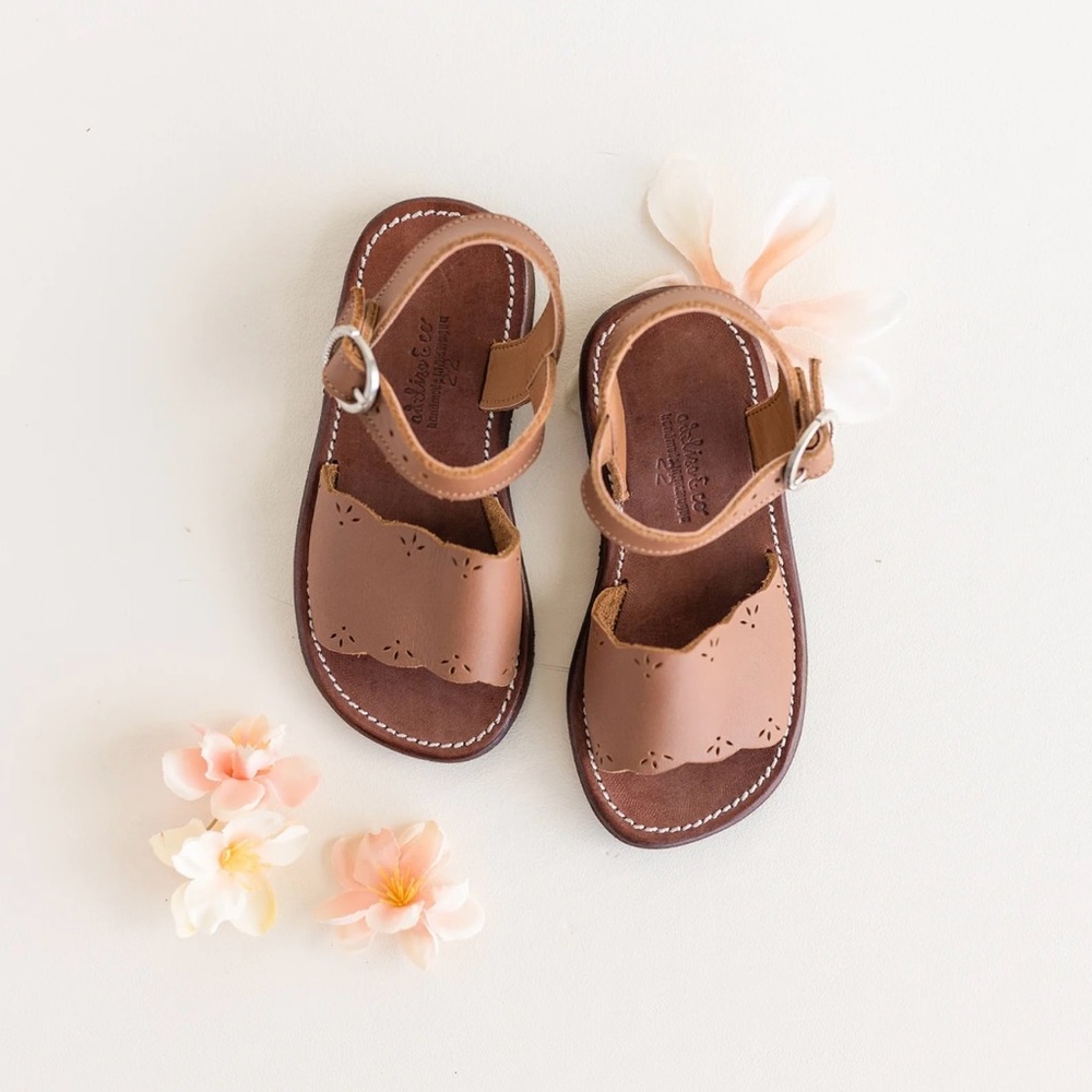 Brown Kids Sandals with Bow Detail